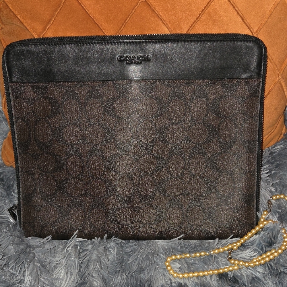 Coach Men's Black and Brown Laptop Bag